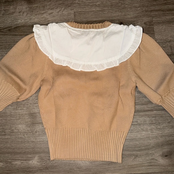 English Factory puff sleeve poplin collared sweater - Picture 9 of 10